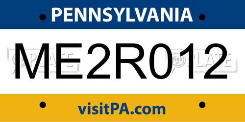 ME2R012 Pennsylvania License Plate