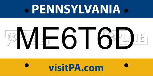 ME6T6D Pennsylvania License Plate
