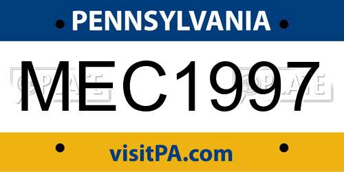 MEC1997 Pennsylvania License Plate