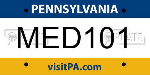 MED101 Pennsylvania License Plate