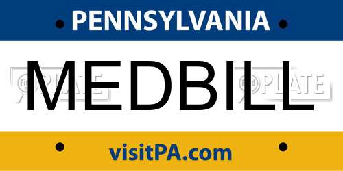MEDBILL Pennsylvania License Plate