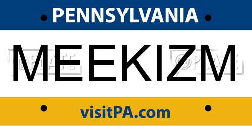 MEEKIZM Pennsylvania License Plate