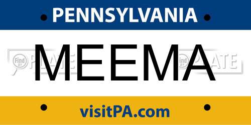 MEEMA Pennsylvania License Plate