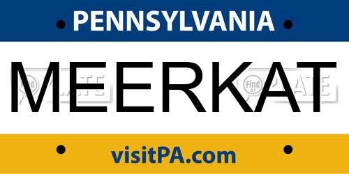 MEERKAT Pennsylvania License Plate