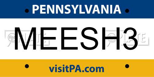 MEESH3 Pennsylvania License Plate