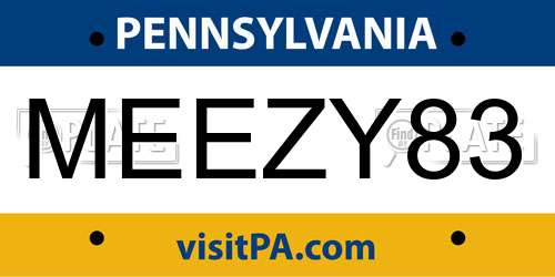 MEEZY83 Pennsylvania License Plate