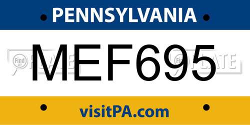 MEF695 Pennsylvania License Plate
