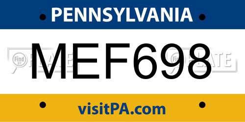 MEF698 Pennsylvania License Plate