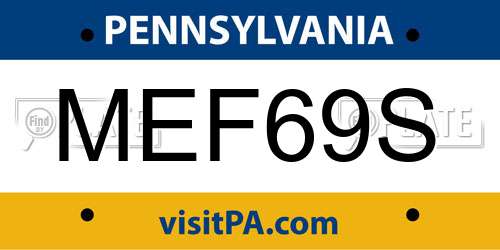 MEF69S Pennsylvania License Plate