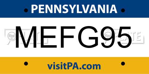 MEFG95 Pennsylvania License Plate