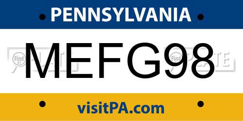 MEFG98 Pennsylvania License Plate
