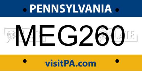 MEG260 Pennsylvania License Plate