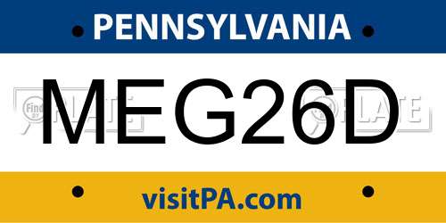 MEG26D Pennsylvania License Plate