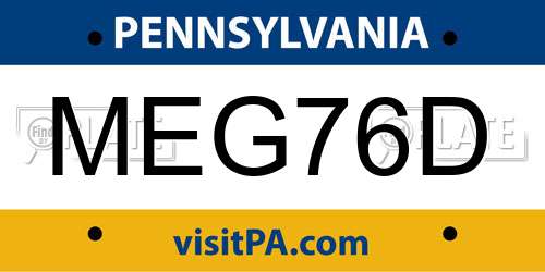 MEG76D Pennsylvania License Plate