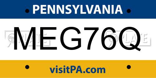 MEG76Q Pennsylvania License Plate