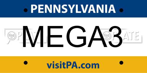 MEGA3 Pennsylvania License Plate