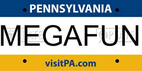 MEGAFUN Pennsylvania License Plate