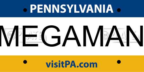MEGAMAN Pennsylvania License Plate