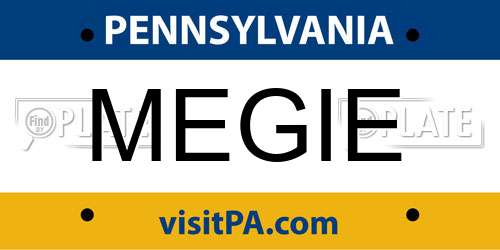MEGIE Pennsylvania License Plate