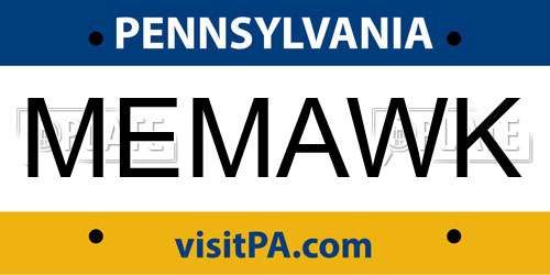 MEMAWK Pennsylvania License Plate