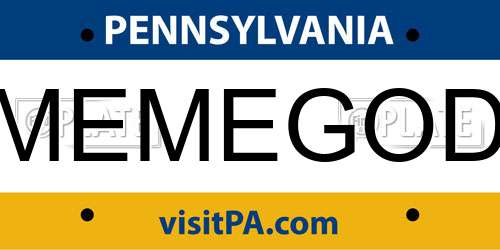 MEMEGOD Pennsylvania License Plate