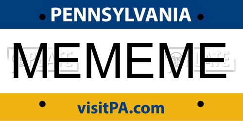 MEMEME Pennsylvania License Plate