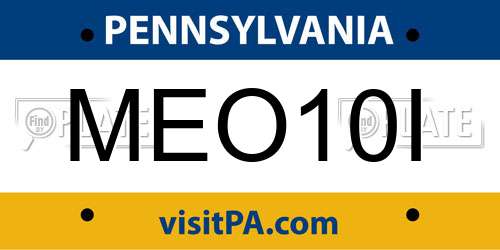 MEO10I Pennsylvania License Plate