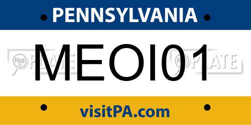 MEOI01 Pennsylvania License Plate