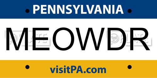 MEOWDR Pennsylvania License Plate