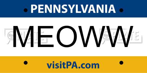 MEOWW Pennsylvania License Plate