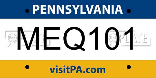 MEQ101 Pennsylvania License Plate
