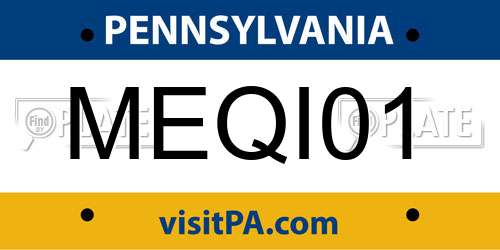 MEQI01 Pennsylvania License Plate
