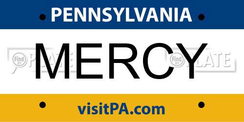 MERCY Pennsylvania License Plate