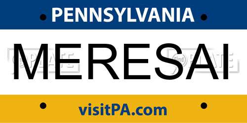 MERESAI Pennsylvania License Plate
