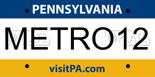 METRO12 Pennsylvania License Plate