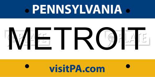 METROIT Pennsylvania License Plate