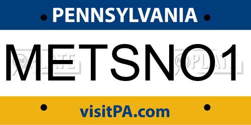 METSNO1 Pennsylvania License Plate