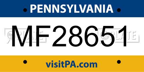 MF28651 Pennsylvania License Plate