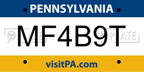 MF4B9T Pennsylvania License Plate