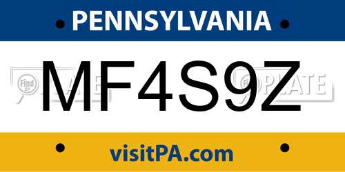 MF4S9Z Pennsylvania License Plate