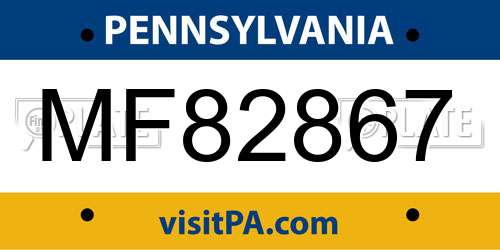 MF82867 Pennsylvania License Plate