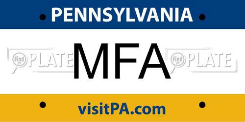MFA Pennsylvania License Plate