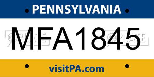 MFA1845 Pennsylvania License Plate