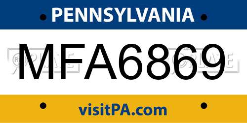 MFA6869 Pennsylvania License Plate