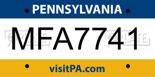 MFA7741 Pennsylvania License Plate