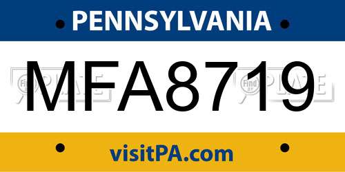 MFA8719 Pennsylvania License Plate