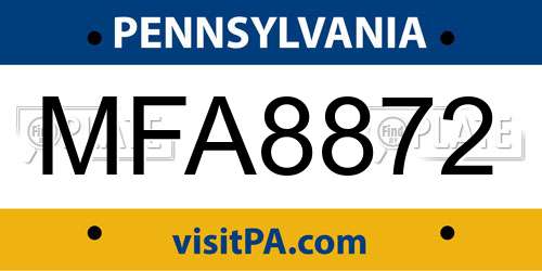 MFA8872 Pennsylvania License Plate