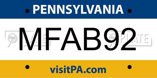 MFAB92 Pennsylvania License Plate