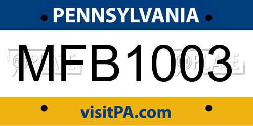 MFB1003 Pennsylvania License Plate