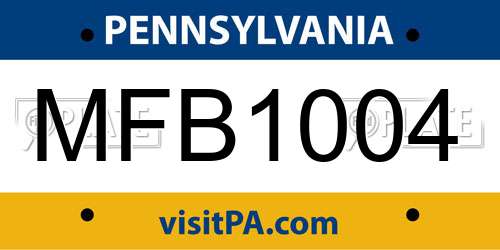MFB1004 Pennsylvania License Plate